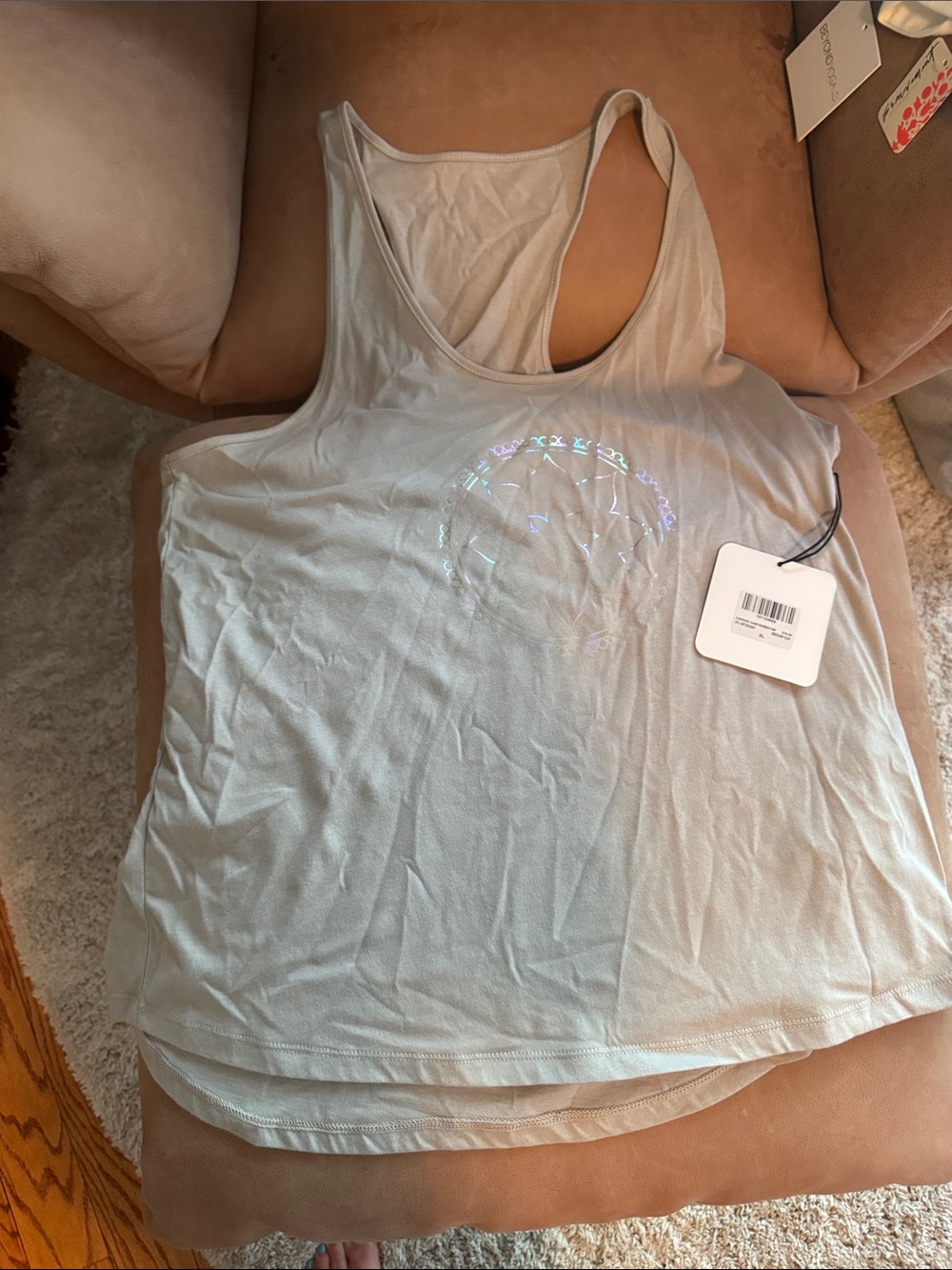 Club Pilates Hologram Gray Racerback Tank Top with Holographic Accent